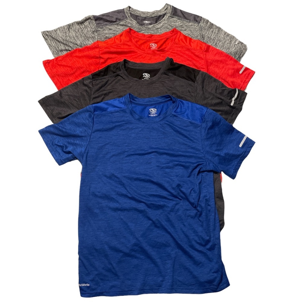 Set of 4 Athletic Works Dry Fit Shirt Teens Sz XXL Safety Reflective Runners Tee